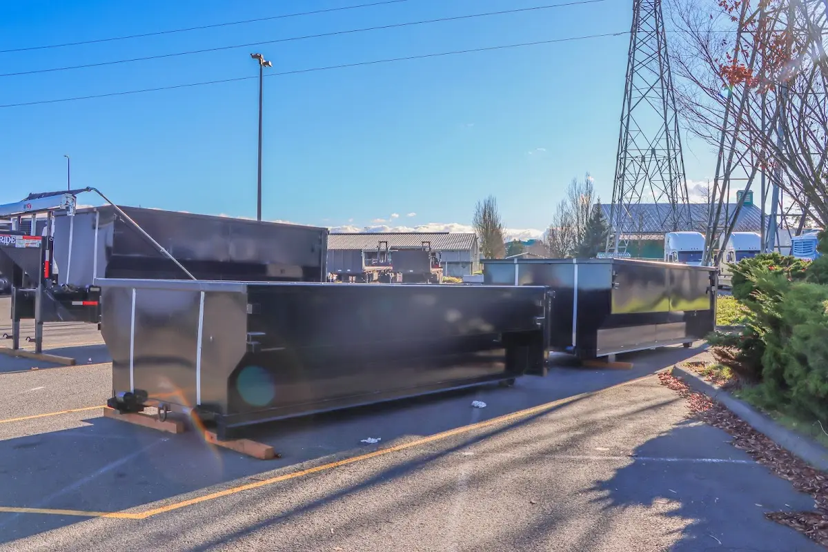 Roll-off dumpster ready for waste disposal at job site for 15 Yard Dumpster Rental in Morris